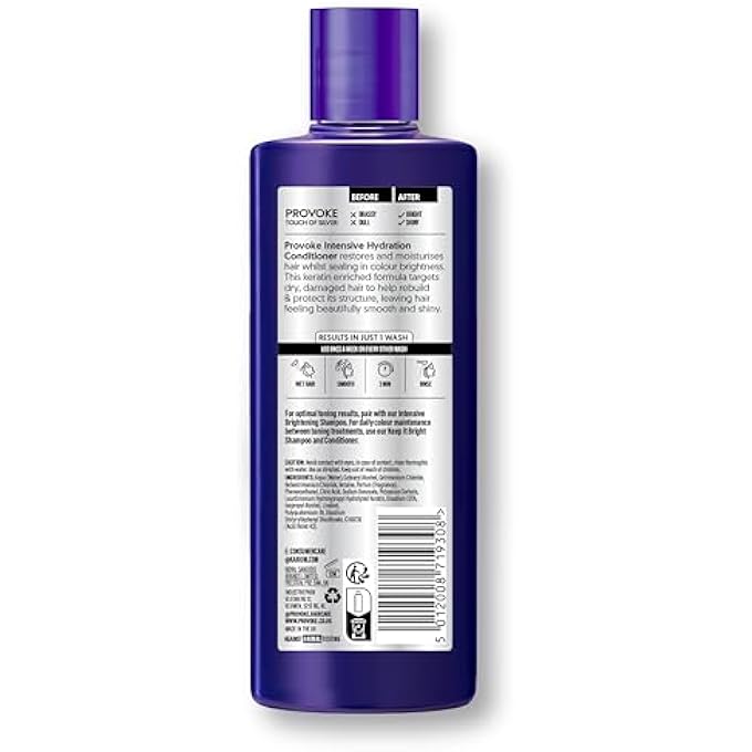 Provoke TOUCH OF SILVER INTENSIVE CONDITIONER - FOR BLONDE, PLATINUM, WHITE OR GREY HAIR - 200 ML - Image 3
